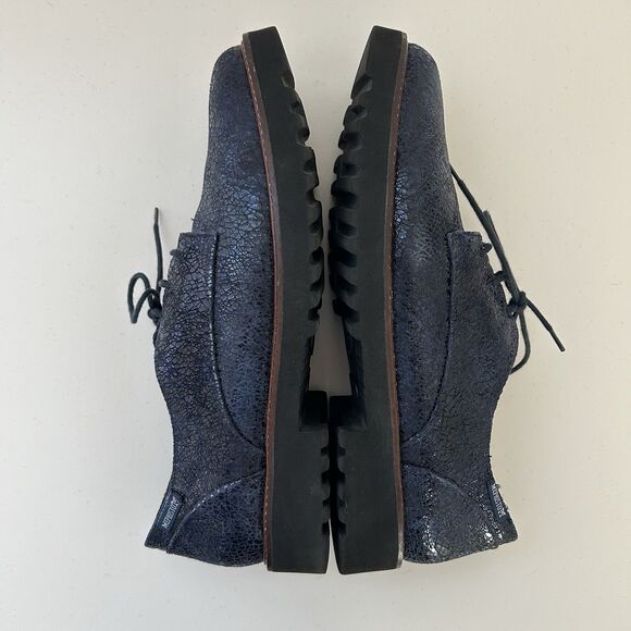Mephisto Sabatina Patent Leather Oxford Lace Up Derby Shoes Womens Sz 9 Blue - Picture 10 of 11